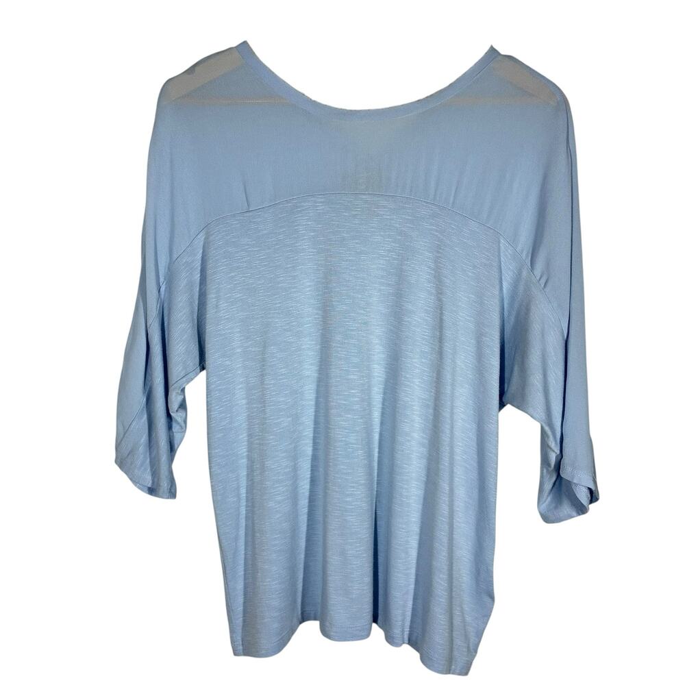 Dolan Left Coast Collection Top Raw Edge 3/4 Sleeve Blouse Blue Womens Sz Large